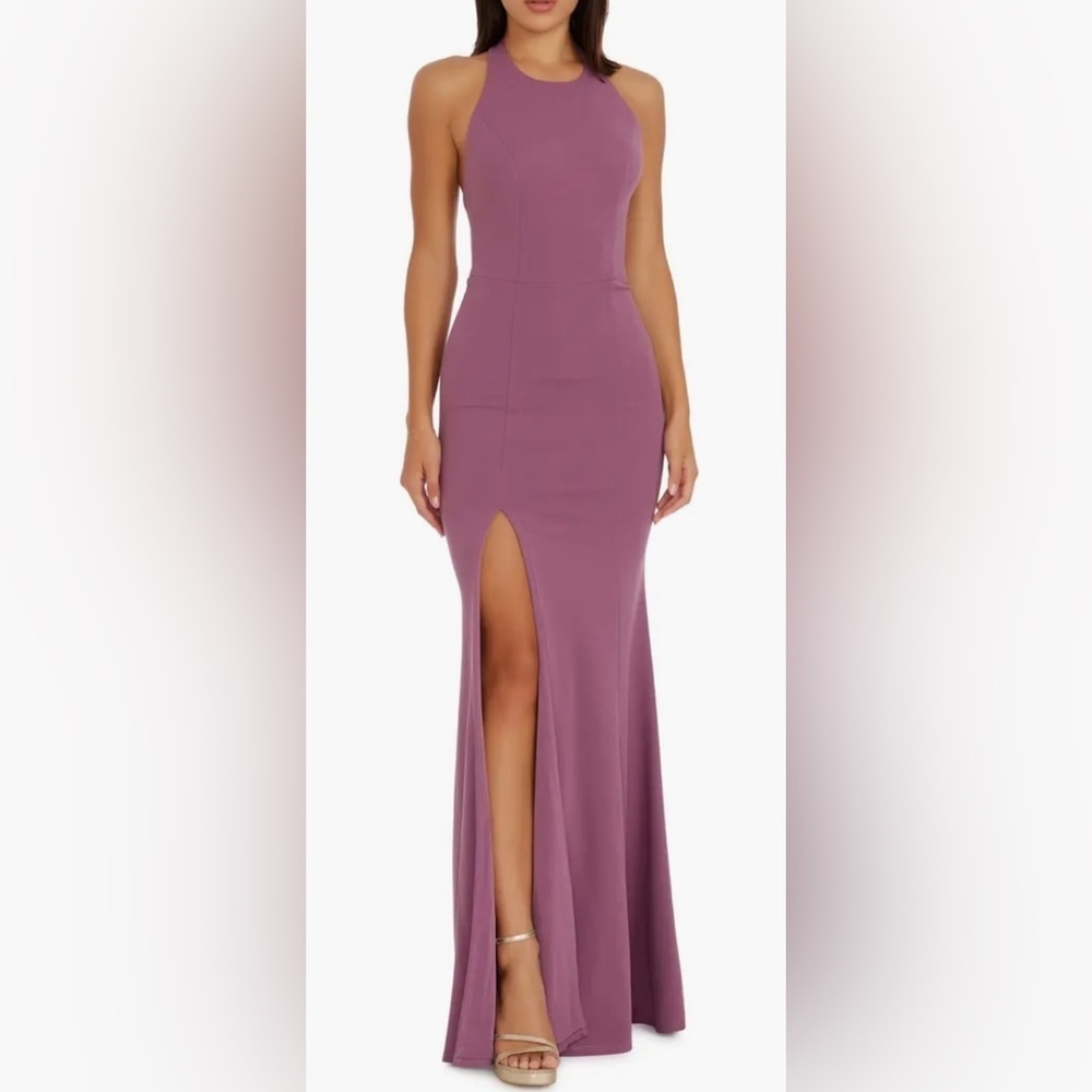 NWOT Dress The Population Paige Halter Neck Mermaid Orchid Purple Gown Sz XL